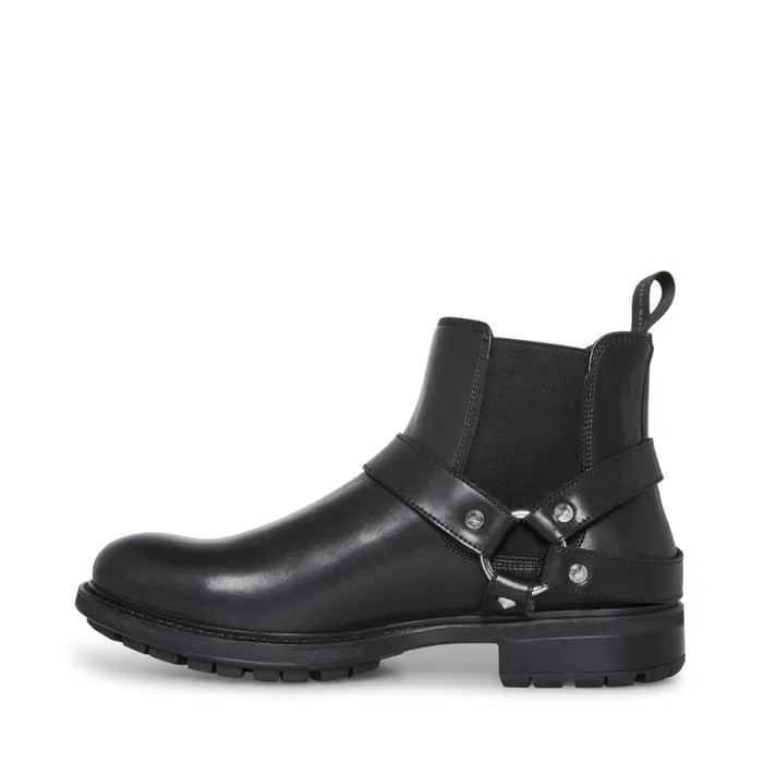 Mens Axyl Black Leather Steve Madden Boots