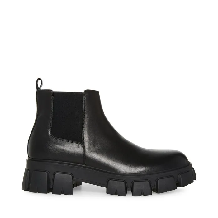 Mens Copa Black Leather Steve Madden Boots