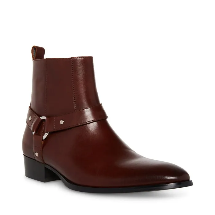 Mens Dash Brown Leather Steve Madden Boots