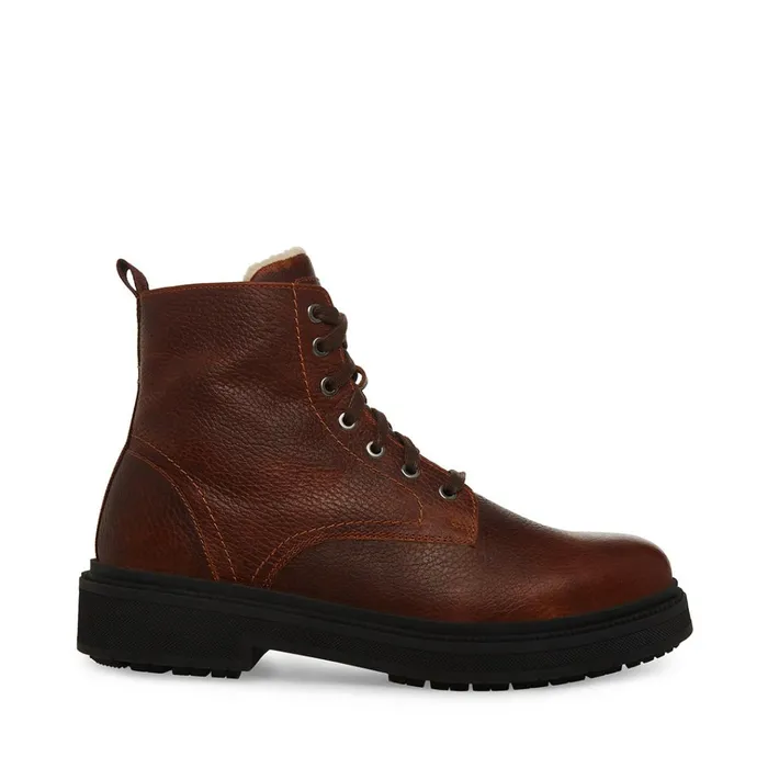 Mens Denalii Brown Leather Steve Madden Boots