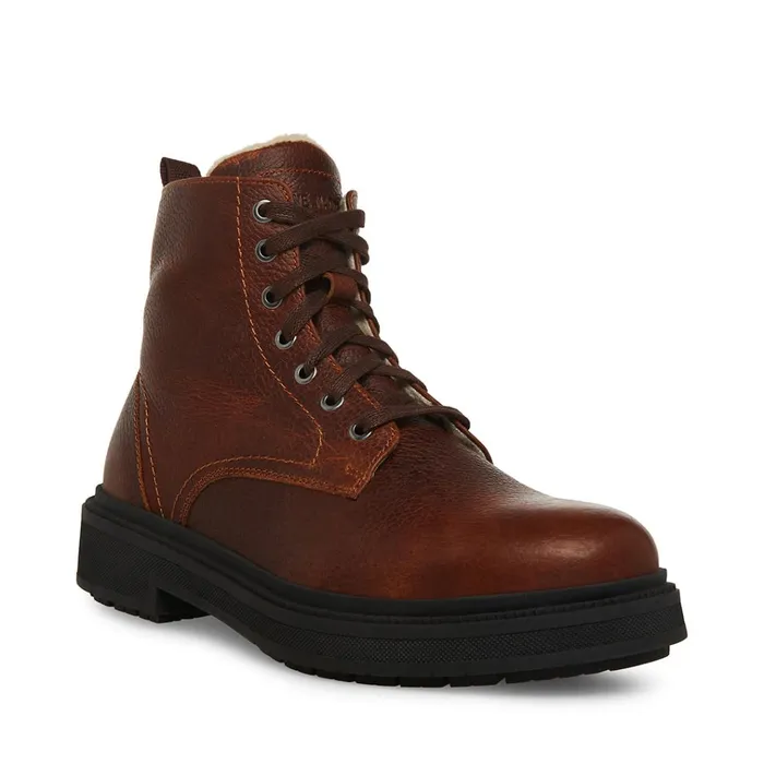 Mens Denalii Brown Leather Steve Madden Boots