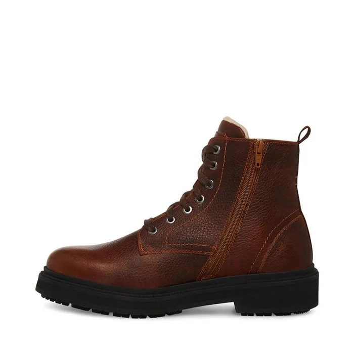 Mens Denalii Brown Leather Steve Madden Boots
