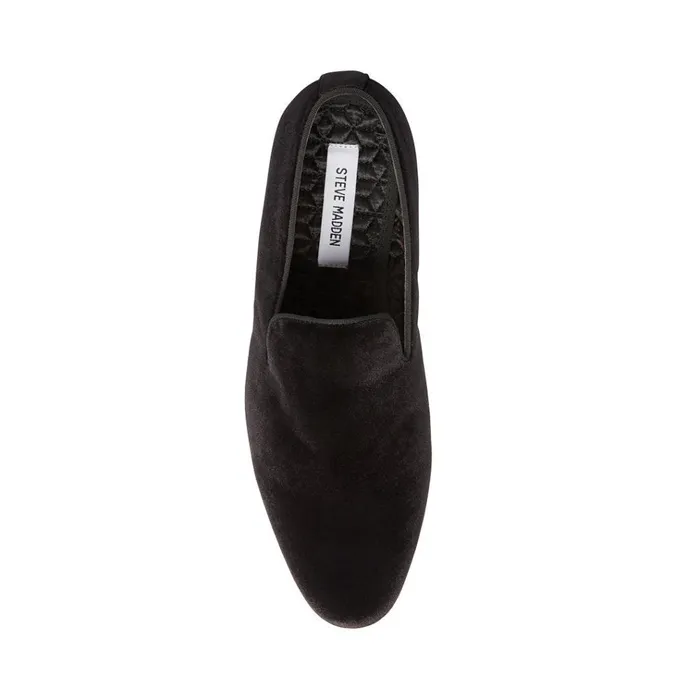 Mens Laight Black Velvet Steve Madden Loafers