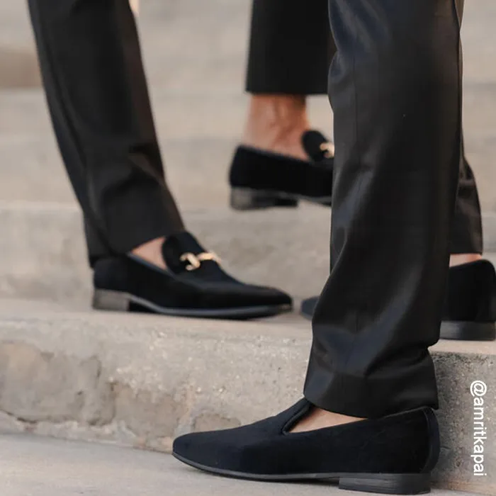 Mens Laight Black Velvet Steve Madden Loafers