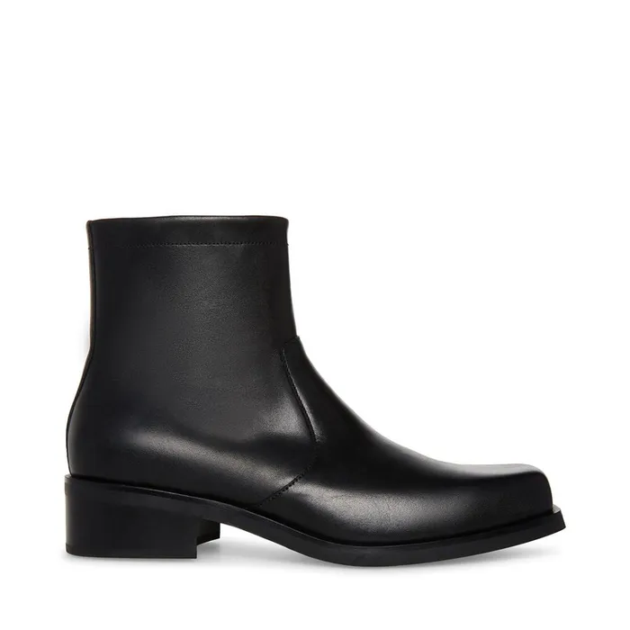 Mens Lionell Black Leather Steve Madden Boots
