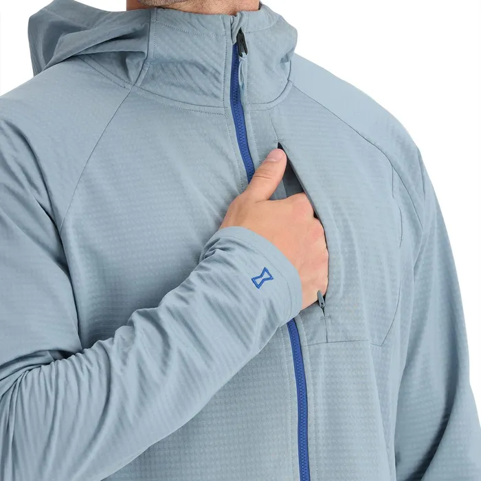 Mens Matrix Gridweb Hoodie 8211 Blue Fog Spyder Fleece