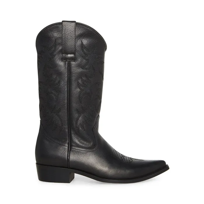 Mens Reyy Black Leather Steve Madden Boots