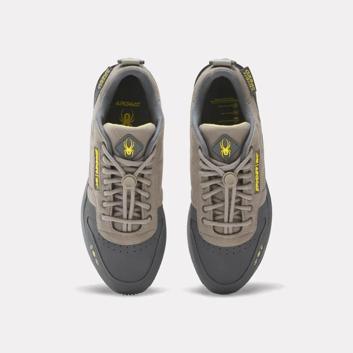 Mens Unisex Spyder X Reebok Classic Leather Trail Shoes 8211 Grey Spyder Sneakers