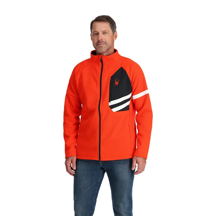Mens Wengen Bandit Full Zip 8211 Twisted Orange Spyder Fleece
