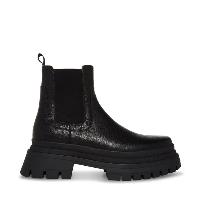 Mens Zap Black Leather Steve Madden Boots