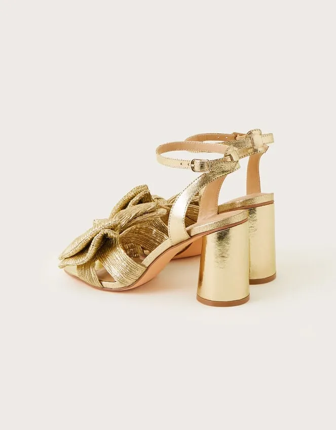 Metallic Bow Block Heel Sandals Gold Women Monsoon Sandals