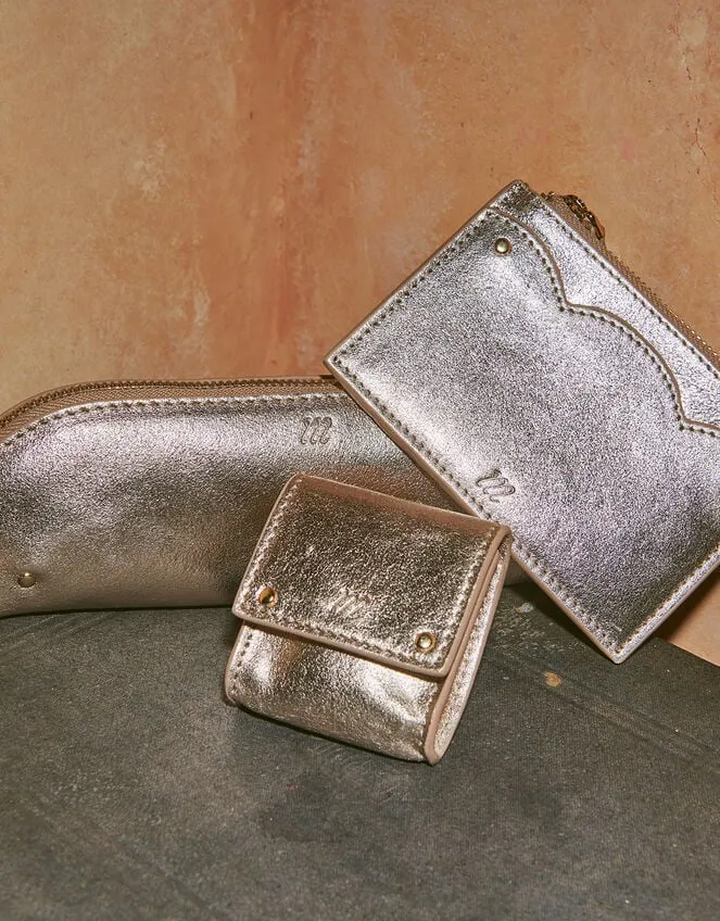 Metallic Leather Ear Pod Case Silver Women Monsoon Bags and Purses