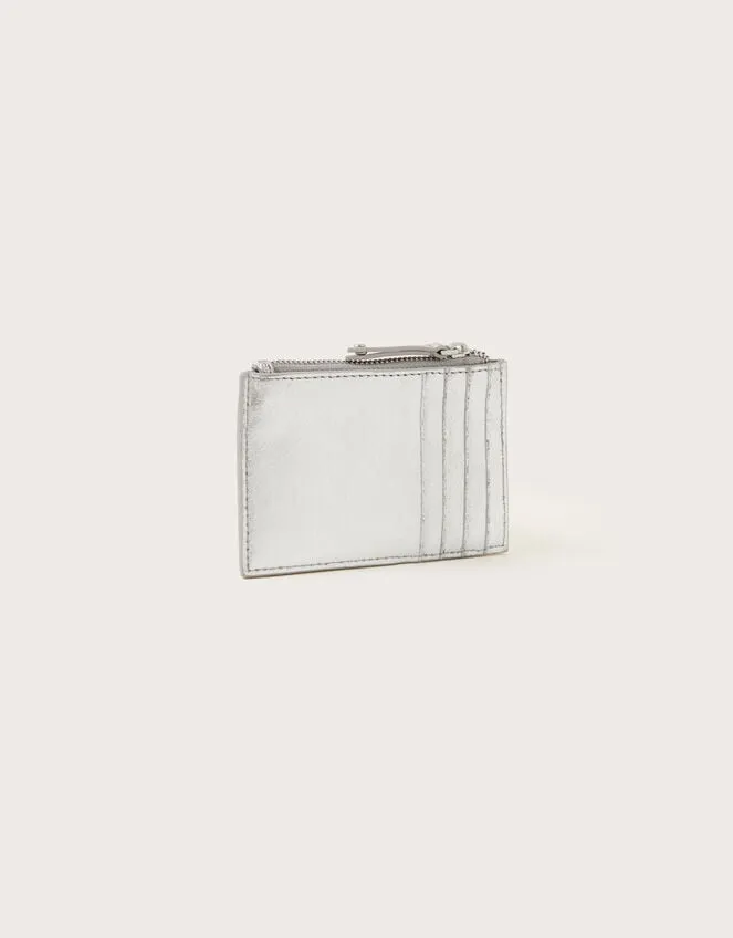 Metallic Leather Scallop Card Holder Women Monsoon Bags and Purses