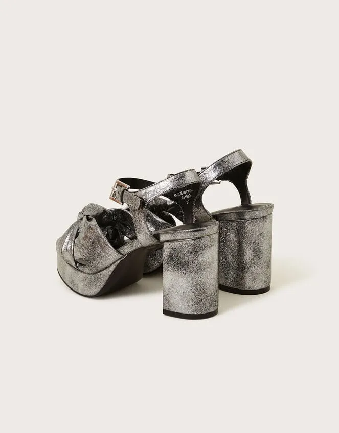 Metallic Twist Knot Platform Heels Pewter Women Monsoon Platforms