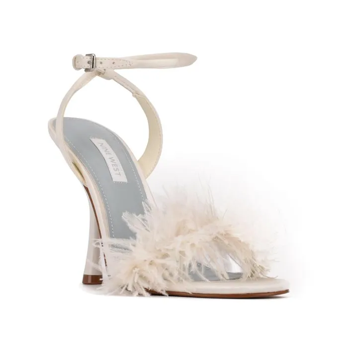 Milano Heeled Sandals Ivory Satin Women Nine West Heels