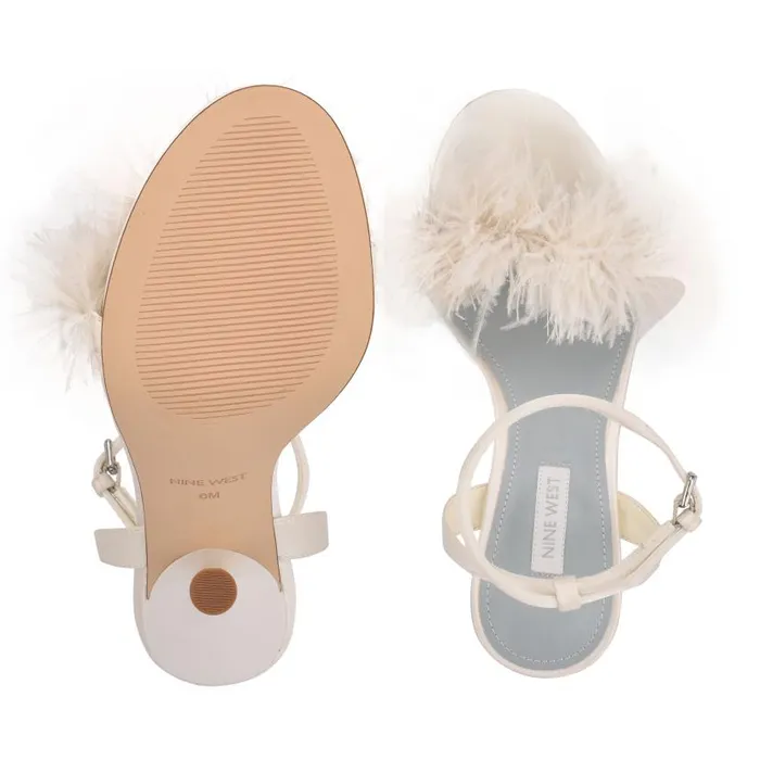 Milano Heeled Sandals Ivory Satin Women Nine West Heels