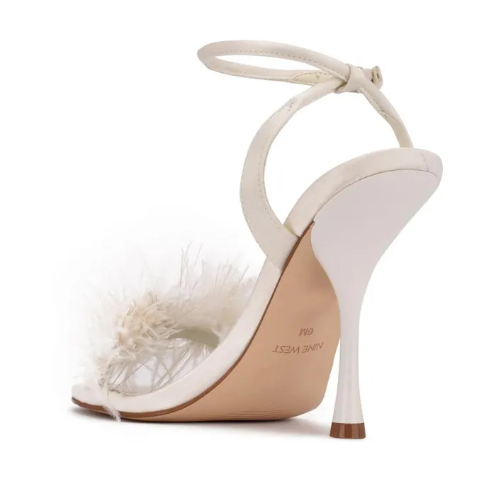 Milano Heeled Sandals Ivory Satin Women Nine West Sandals