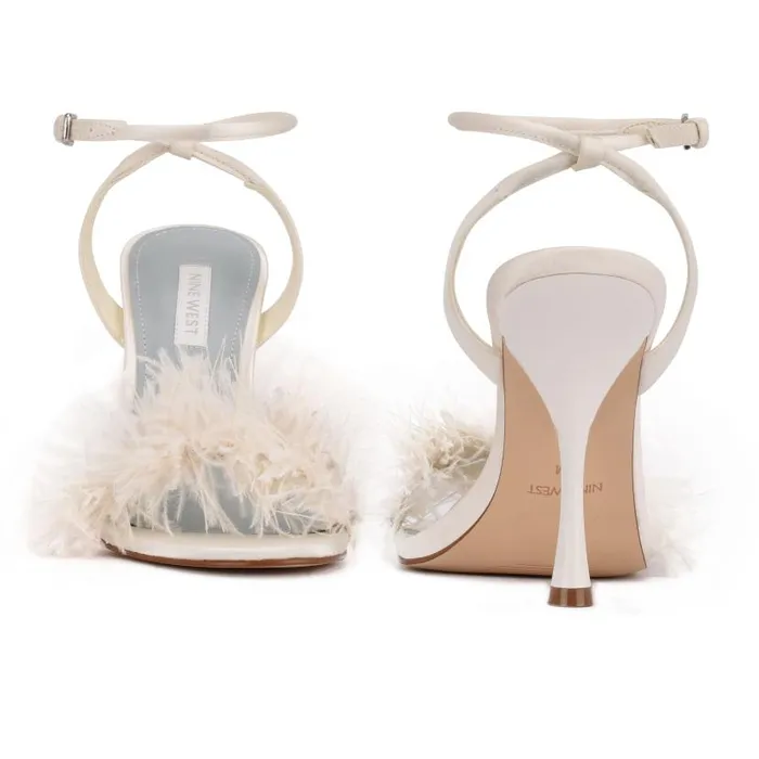 Milano Heeled Sandals Ivory Satin Women Nine West Sandals