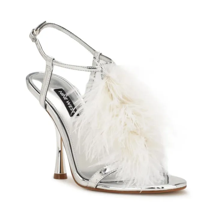 Million Ankle Strap Heeled Sandals Silverwhite Women Nine West Heels