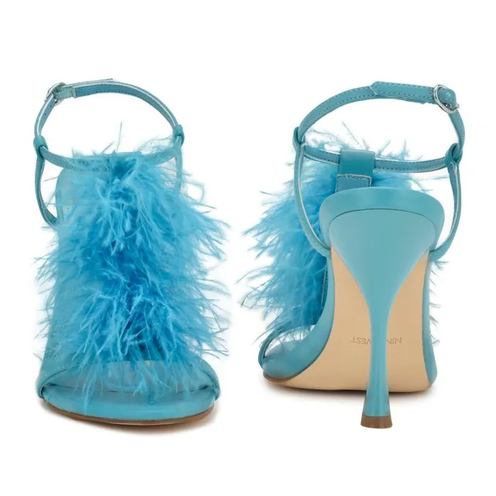 Million Ankle Strap Heeled Sandals Teal Women Nine West Sandals
