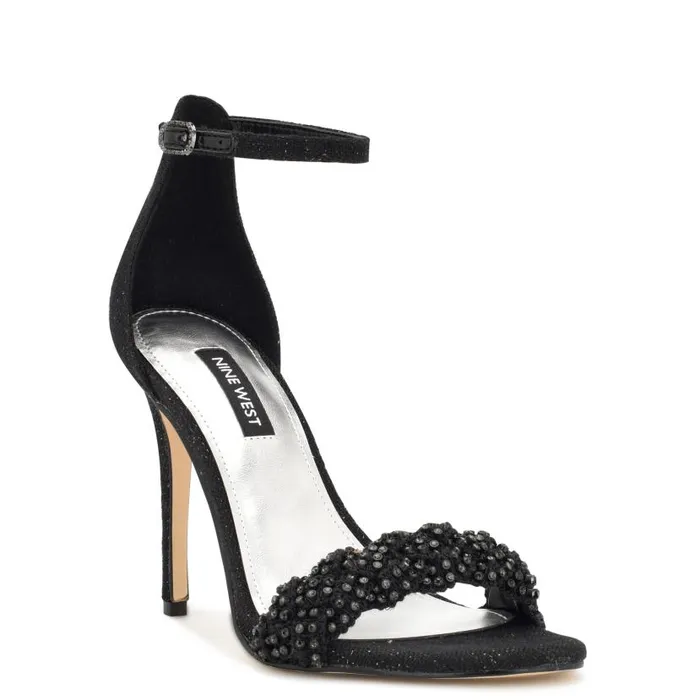 Morelov Heeled Sandals Black Crystal Women Nine West Sandals