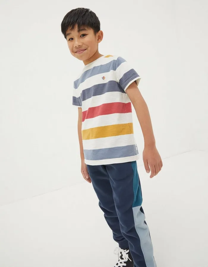 Multi Block Stripe TShirt Natural White Boys FatFace TShirts and Polos