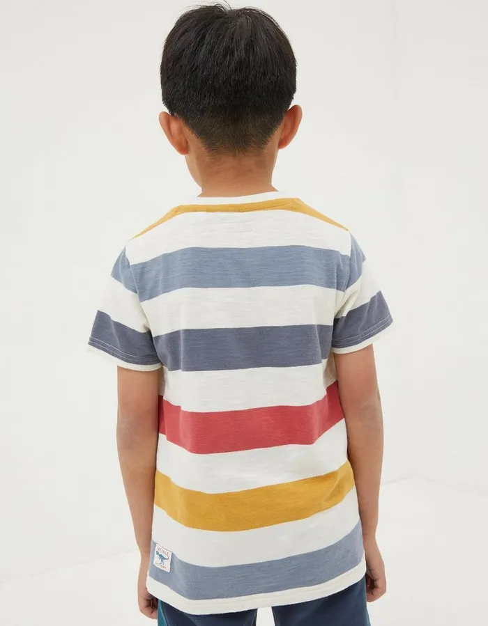 Multi Block Stripe TShirt Natural White Boys FatFace TShirts and Polos
