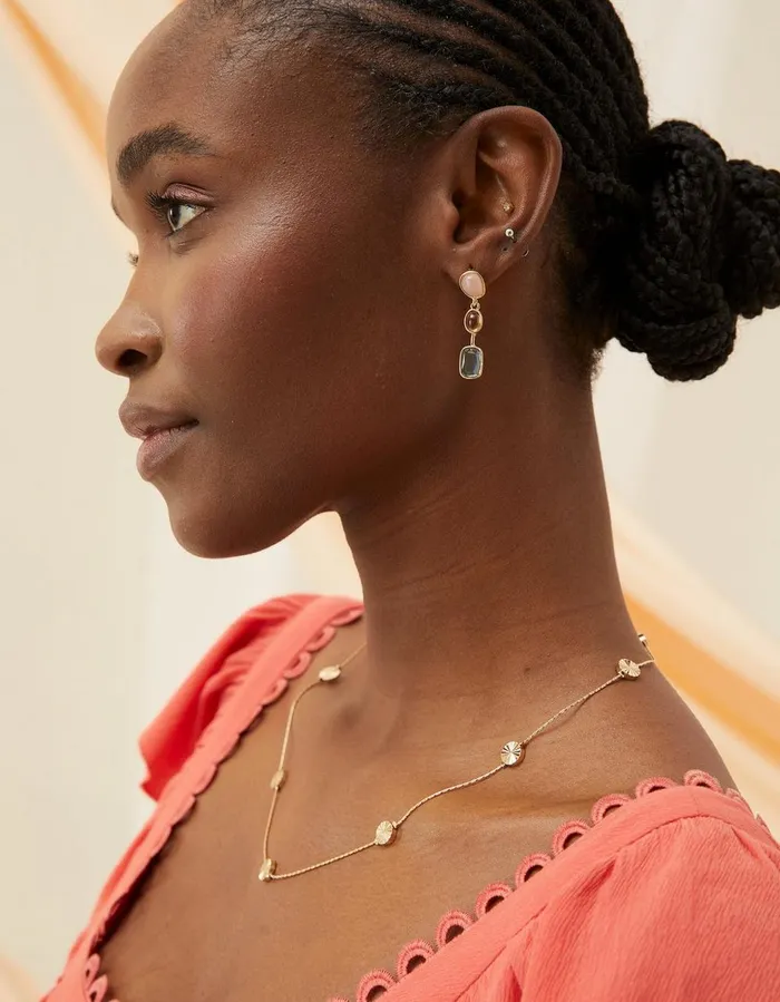 Multi Gemstone Drop Earrings Multi Women FatFace Jewellery