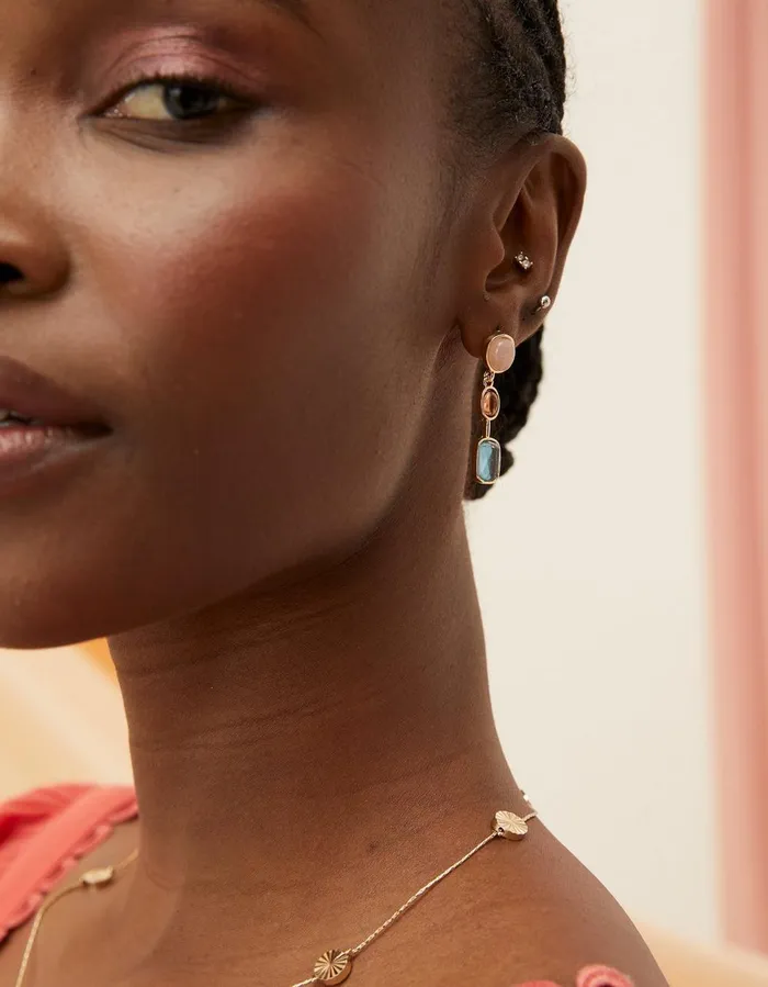 Multi Gemstone Drop Earrings Multi Women FatFace Jewellery