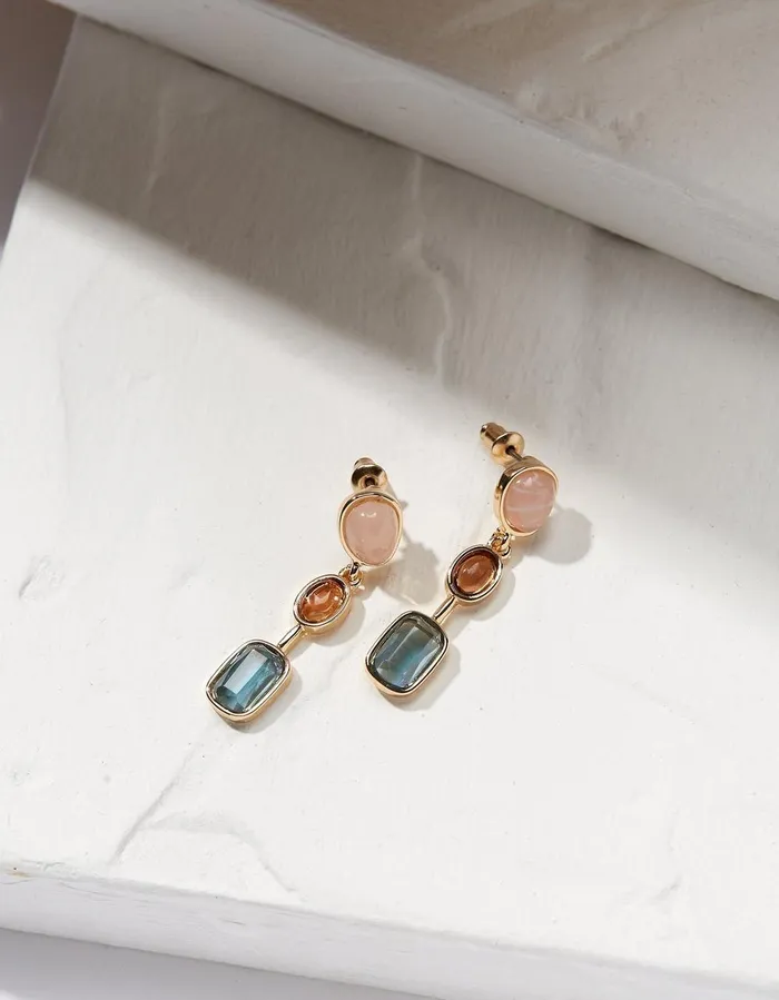 Multi Gemstone Drop Earrings Multi Women FatFace Jewellery