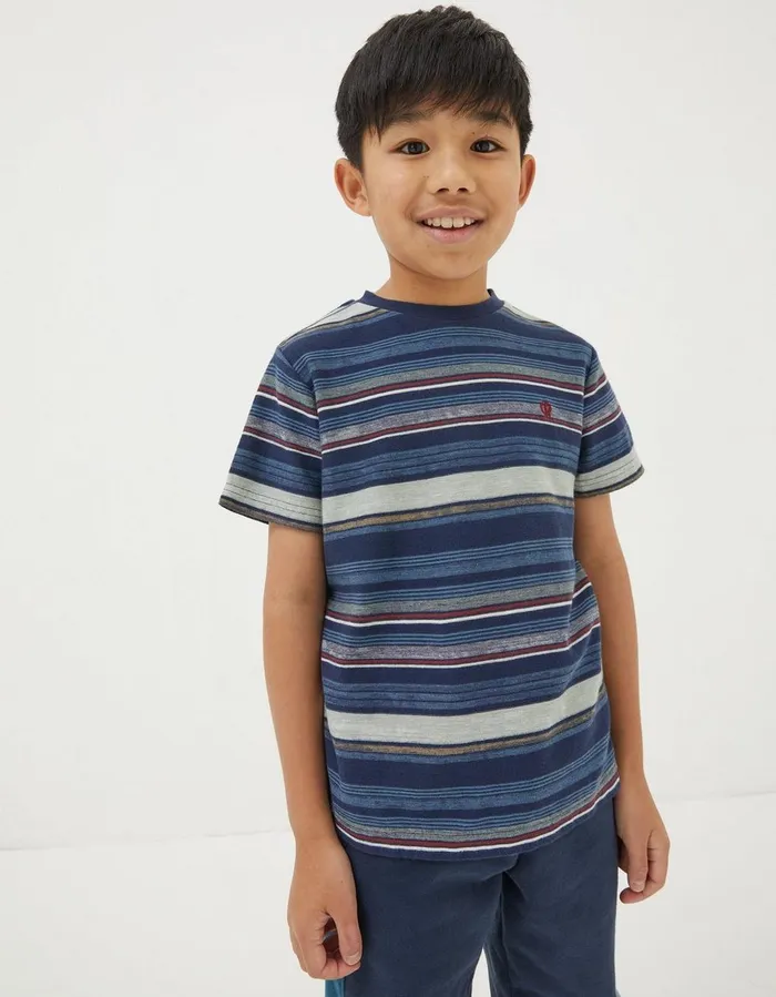 Multi Stripe TShirt Navy Boys FatFace TShirts and Polos