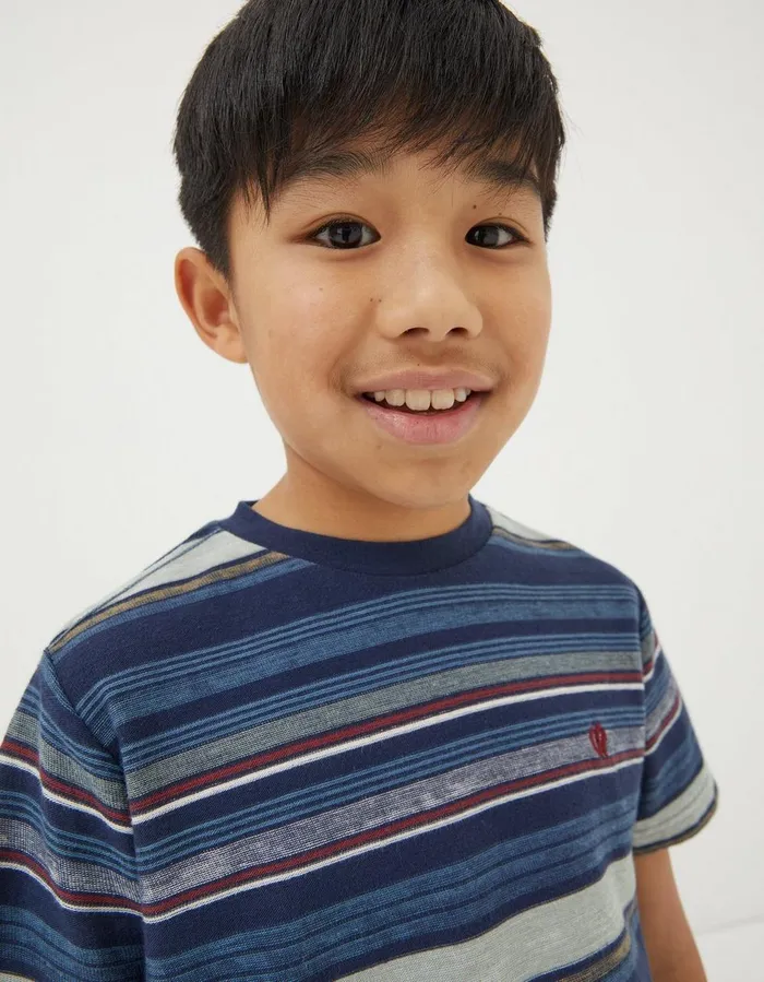 Multi Stripe TShirt Navy Boys FatFace TShirts and Polos