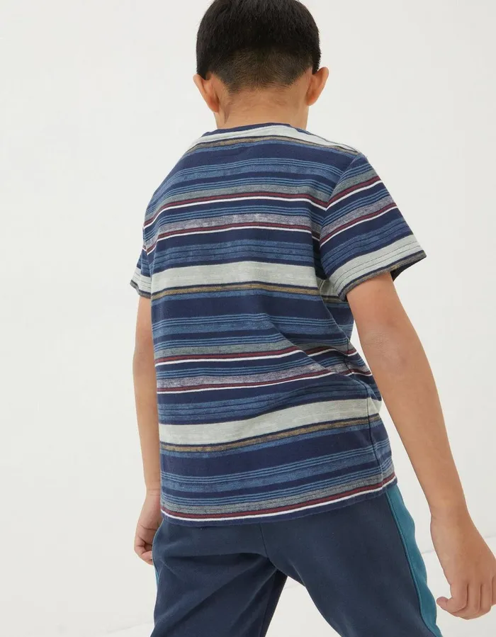 Multi Stripe TShirt Navy Boys FatFace TShirts and Polos