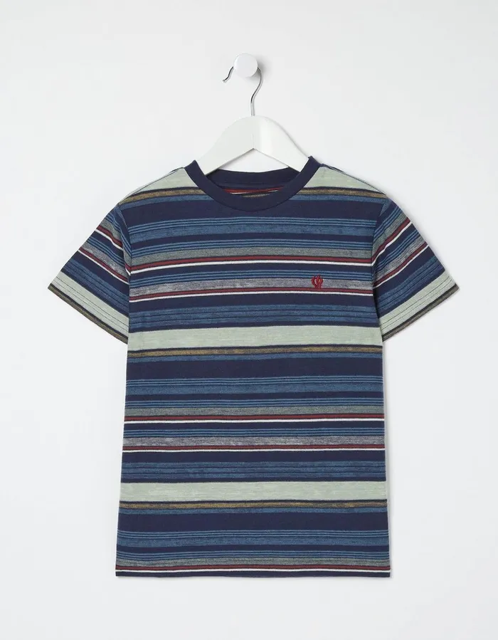 Multi Stripe TShirt Navy Boys FatFace TShirts and Polos