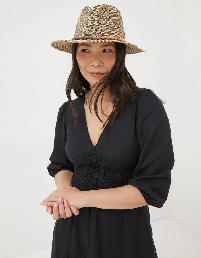 Multi Weave Fedora Hat Natural Women FatFace Hats