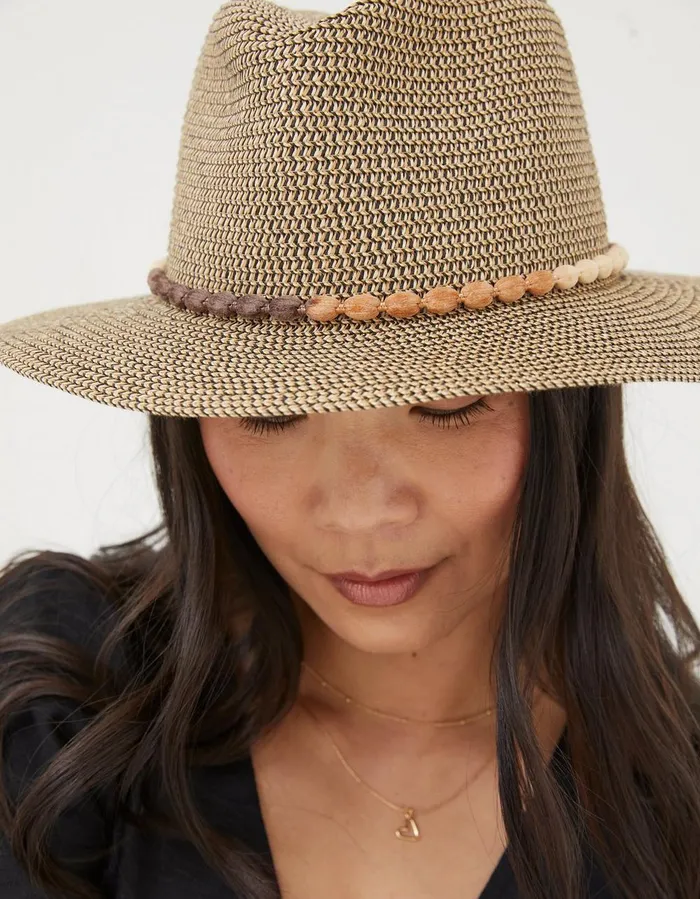 Multi Weave Fedora Hat Natural Women FatFace Hats