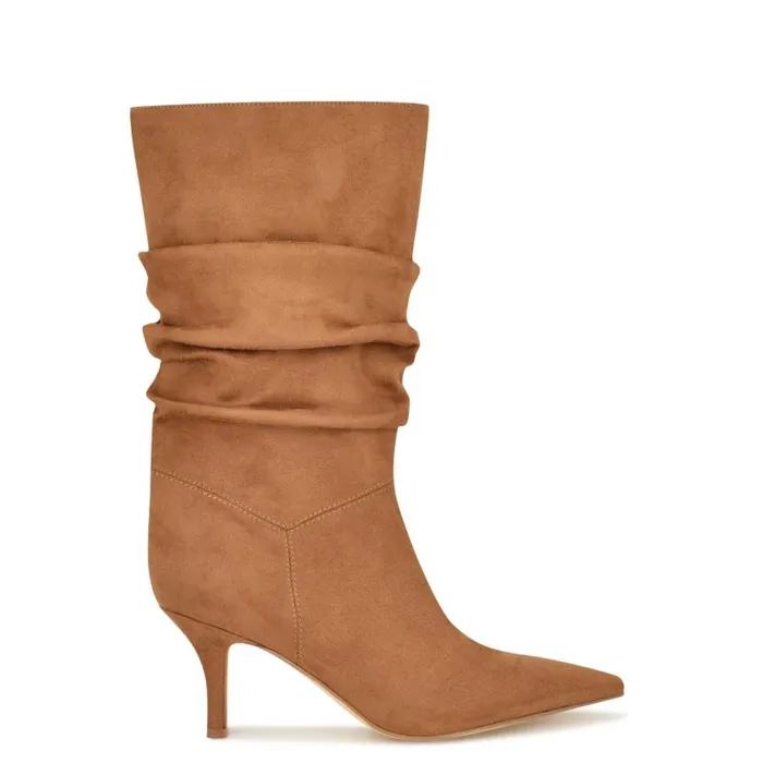 Mycki Dress Boots Dark Natural Suede Women Nine West Boots and Booties