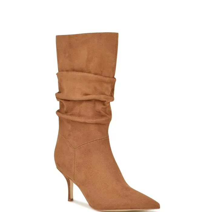 Mycki Dress Boots Dark Natural Suede Women Nine West Boots and Booties
