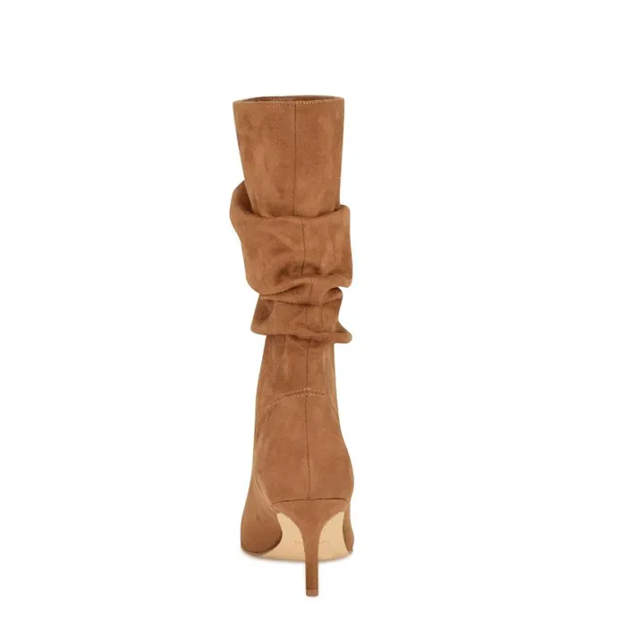 Mycki Dress Boots Dark Natural Suede Women Nine West Boots and Booties
