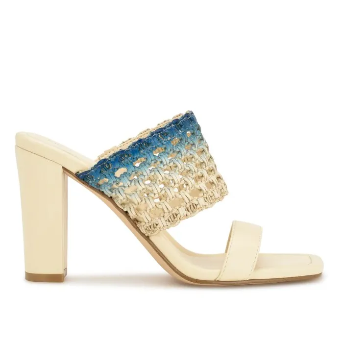 Mylas Heeled Slide Sandals Cream Blue Ombre Women Nine West Heels