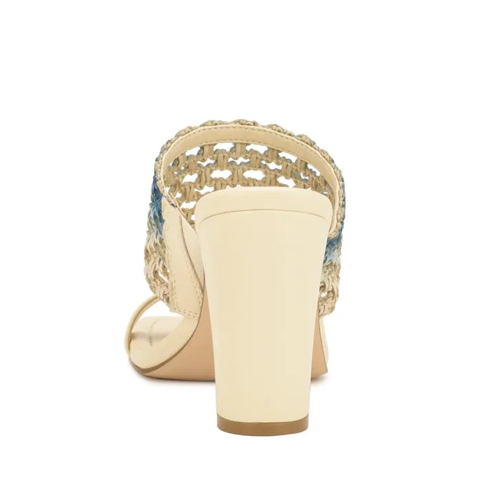 Mylas Heeled Slide Sandals Cream Blue Ombre Women Nine West Heels