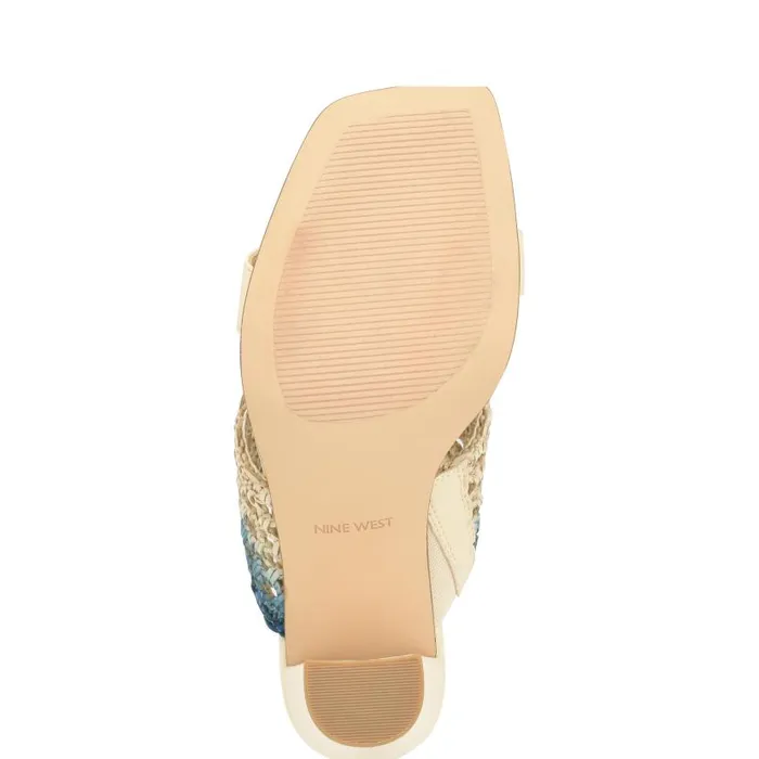 Mylas Heeled Slide Sandals Cream Blue Ombre Women Nine West Heels