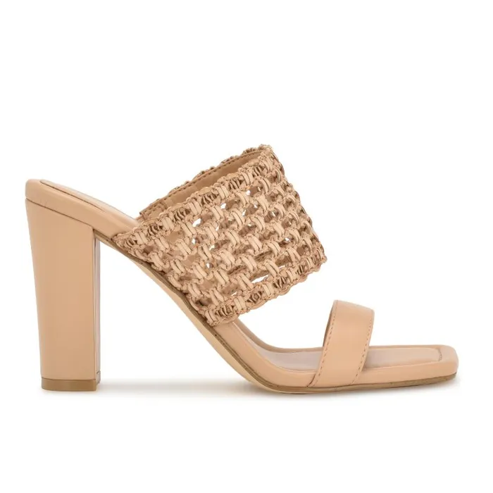 Mylas Heeled Slide Sandals Light Natural Women Nine West Heels