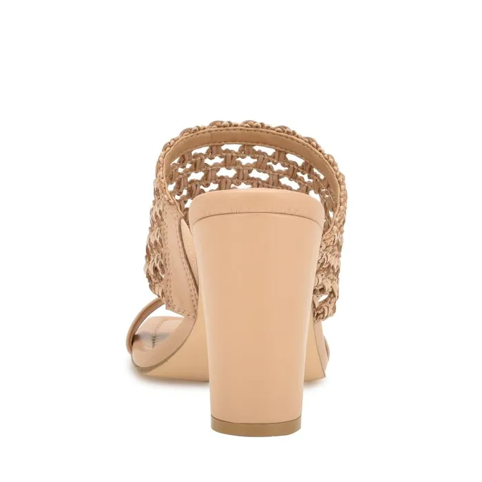 Mylas Heeled Slide Sandals Light Natural Women Nine West Heels
