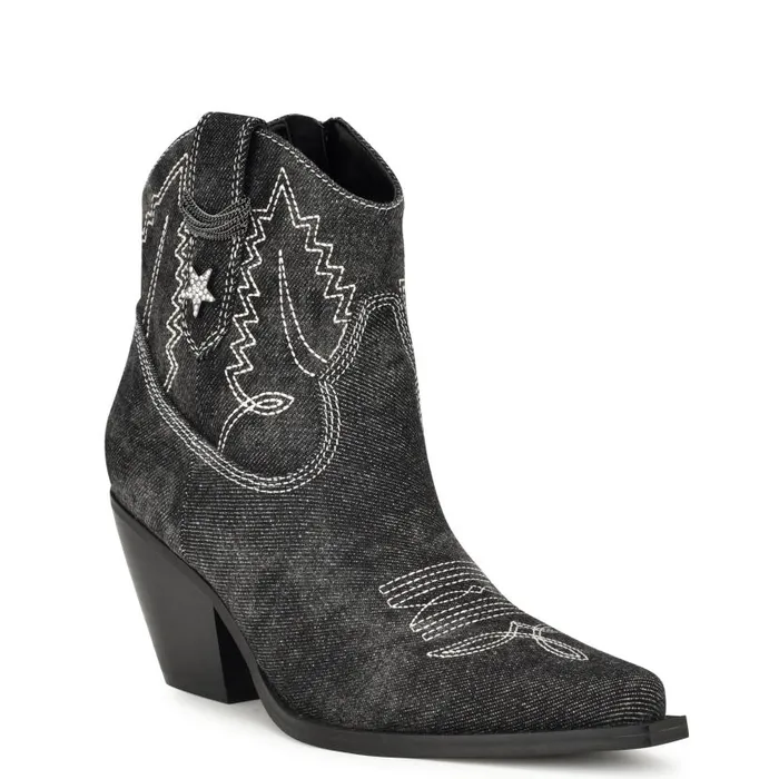 Nallas Western Booties Black Denim Women Nine West Boots and Booties