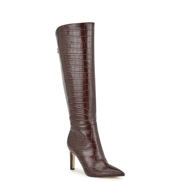 Napts Dress Boots Brown Croco Women Nine West Boots and Booties
