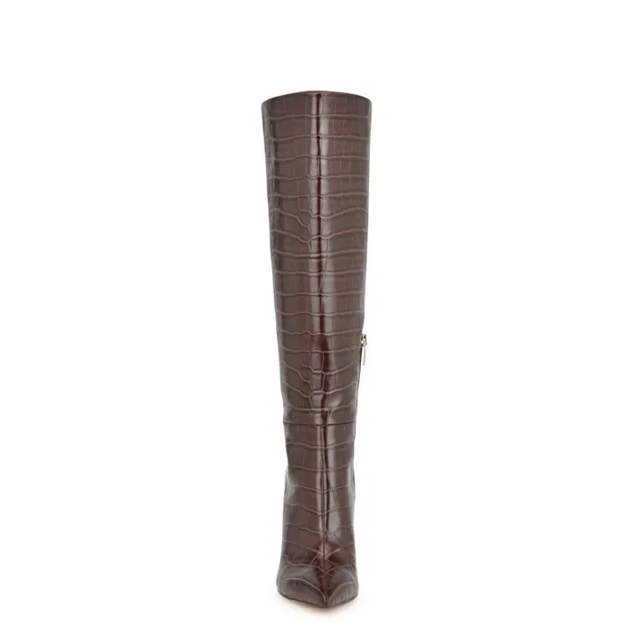 Napts Dress Boots Brown Croco Women Nine West Boots and Booties