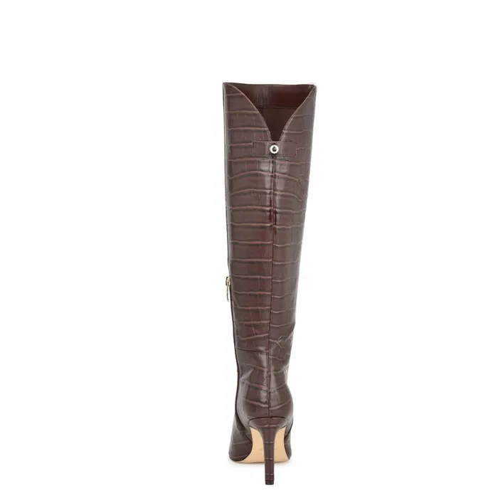 Napts Dress Boots Brown Croco Women Nine West Boots and Booties