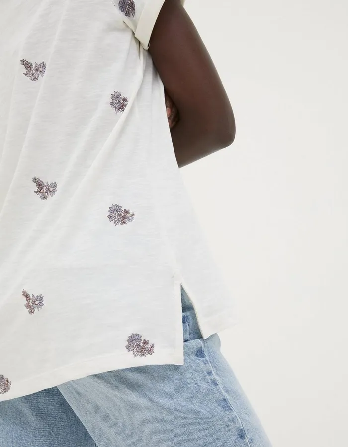 Natalie Floral Embroidered TShirt Ivory Women FatFace Tops and TShirts