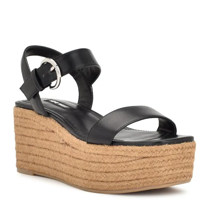 Nillo Espadrille Wedge Sandals Black Women Nine West Sandals